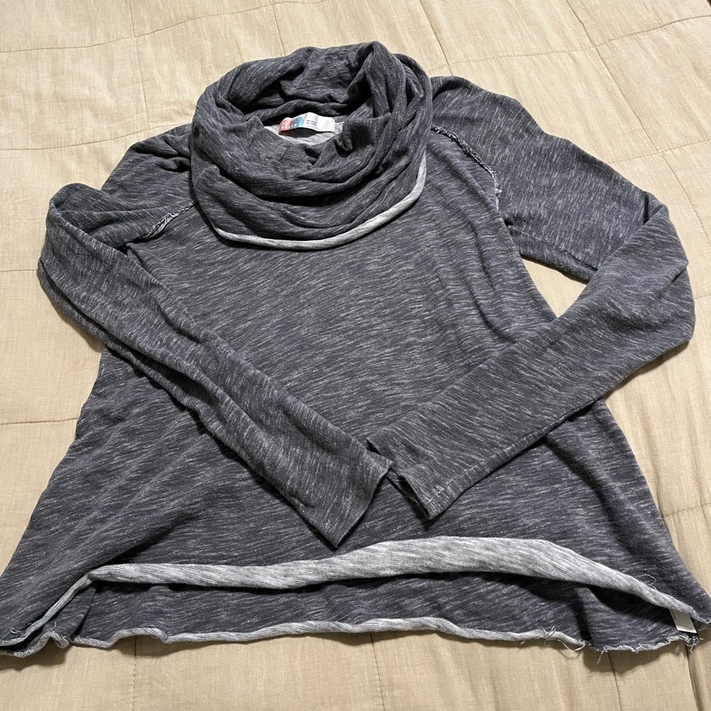 Free People cowl neck long sleeve grey shirt.